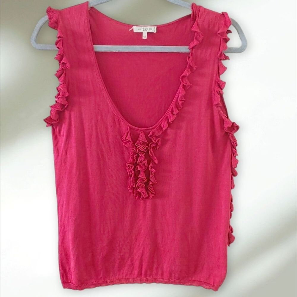 ETRO Pink Silk Sleeveless Knit Shell Top Size 42 | Womens US Size 6